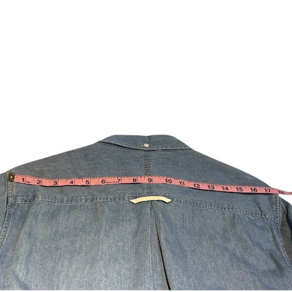 FRAME Long Sleeve Button Down Denim Shirt Blue Size Medium - Picture 10 of 10